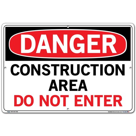 Vestil Aluminum Composite Sign, 12-1/2" Height, 18-1/2" Width, Aluminum Composite, Rectangle, English SI-D-37-D-AC-130